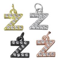 Cubic Zirconia Micro Pave Brass Pendant Letter Z plated micro pave cubic zirconia nickel lead & cadmium free Approx 3mm Sold By PC