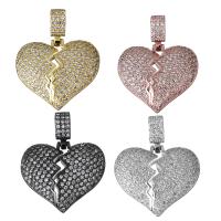 Cubic Zirconia Micro Pave Brass Pendant, Heart, plated, micro pave cubic zirconia, more colors for choice, nickel, lead & cadmium free, 22.50x20.50x5.50mm, Hole:Approx 3.5x4.5mm, Sold By PC