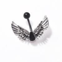 Edelstahl -Bauch-Ring, Flügelform, für Frau, schwarz, 22*21*10*5*1.6mm, 5PCs/Menge, verkauft von Menge