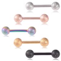 Roestvrij staal oorpiercings, Barbell, voor vrouw & frosted, meer kleuren voor de keuze, 10*5*1.6mm, 5pC's/Lot, Verkocht door Lot
