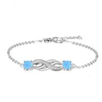 925 Sterling Silver Bracelet with Opal plated for woman & with rhinestone silver color 31mm Sold Per Approx 7.6 Inch Strand