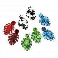 Akryl Drop Earring, rustfrit stål ørering indlæg, Leaf, mode smykker & for kvinde, flere farver til valg, 37x60mm, Solgt af par
