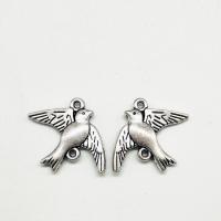 Animal Tibetan Style Connector, Bird, antique silver color plated, 1/1 loop, nickel, lead & cadmium free, 21x18x2.70mm, Hole:Approx 2mm, 100PCs/Bag, Sold By Bag