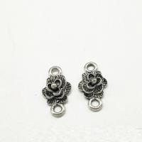 Flower Tibetan Style Connector, antique silver color plated, 1/1 loop, nickel, lead & cadmium free, 19x10x4mm, Hole:Approx 2mm, 100PCs/Bag, Sold By Bag