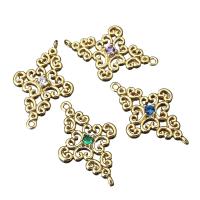 Cubic Zirconia Micro Pave Brass Connector, micro pave cubic zirconia & 1/1 loop & hollow, more colors for choice, nickel, lead & cadmium free, 19x12x2.50mm, Hole:Approx 1mm, Approx 50PCs/Lot, Sold By Lot