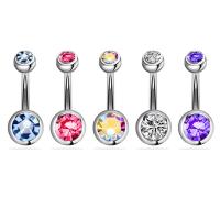 Stainless Steel Belly Ring 316 Stainless Steel & for woman & with rhinestone 5MM*1.6*10MM*8mm Sold By Set