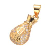 Cubic Zirconia Micro Pave Brass Pendant, Money Bag, plated, micro pave cubic zirconia, more colors for choice, nickel, lead & cadmium free, 18*9mm, Hole:Approx 3.5mm, 5PCs/Lot, Sold By Lot