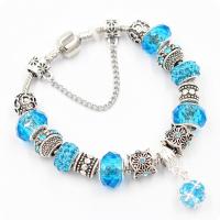 Zinc Alloy European Bracelet with Rhinestone Clay Pave & Lampwork silver color plated fashion jewelry & snake chain & for woman nickel lead & cadmium free Sold Per Approx 7.8 Inch Strand