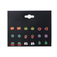 Tibetan Style Stud Earring Set, plated, nine pieces & different styles for choice & for woman & enamel, multi-colored, nickel, lead & cadmium free, 7mm,8mm, 9/Set, Sold By Set