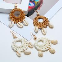 Rattan Drop Earring with Trumpet Shell & Zinc Alloy fashion jewelry & for woman Sold By Pair
