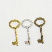 Zinklegierung Schlüssel Anhänger, plattiert, keine, frei von Nickel, Blei & Kadmium, 33x15x1.80mm, Bohrung:ca. 6mm, 100PCs/Tasche, verkauft von Tasche