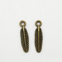 Tibetan Style Feather Pendants, antique bronze color plated, nickel, lead & cadmium free, 20x5x1.50mm, Hole:Approx 2mm, 100PCs/Bag, Sold By Bag