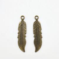 Tibetan Style Feather Pendants, antique bronze color plated, nickel, lead & cadmium free, 45x11x1.50mm, Hole:Approx 2mm, 100PCs/Bag, Sold By Bag