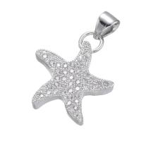 Cubic Zirconia Micro Pave Brass Pendant, Starfish, plated, micro pave cubic zirconia, more colors for choice, nickel, lead & cadmium free, 19*18mm, Hole:Approx 3.6mm, 5PCs/Lot, Sold By Lot