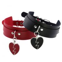 PU Leather Collar, Heart, Adjustable & for woman, more colors for choice, nickel, lead & cadmium free, 450x40mm, Sold By PC