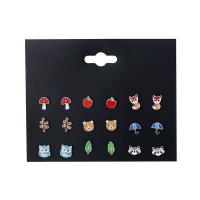 Tibetan Style Stud Earring Set, plated, nine pieces & different styles for choice & for woman & enamel, multi-colored, nickel, lead & cadmium free, 6mm,8mm,9mm, 9/Set, Sold By Set