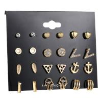 Zinc Alloy Stud Earring Set plated 12 pieces & for woman & with rhinestone nickel lead & cadmium free 4mm 7mm 8mm 12mm 12/Set Sold By Set
