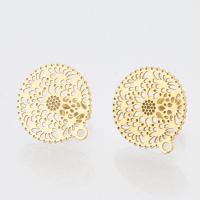 Stainless Steel Earring Stud Component, Flower, plated, different size for choice, more colors for choice, 16.5x15mm, Hole:Approx 1mm, 100PCs/Bag, Sold By Bag