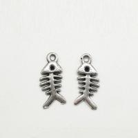 Tibetan Style Pendants, Fish Bone, antique silver color plated, nickel, lead & cadmium free, 15x7x1.20mm, Hole:Approx 1mm, 100PCs/Bag, Sold By Bag