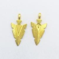Tibetan Style Pendants, arrowhead, gold color plated, nickel, lead & cadmium free, 30x15x1mm, Hole:Approx 1mm, 100PCs/Bag, Sold By Bag