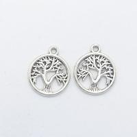 Tibetan Style Hollow Pendants, Tree, antique silver color plated, nickel, lead & cadmium free, 19x16x1.50mm, Hole:Approx 2mm, 100PCs/Bag, Sold By Bag
