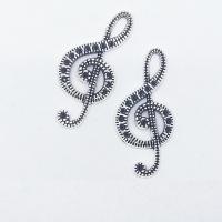 Tibetan Style Jewelry Cabochons, Music Note, antique silver color plated, hollow, nickel, lead & cadmium free, 32x15x2mm, 100PCs/Bag, Sold By Bag