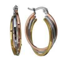 Stainless Steel Lever Terug Earring, Roestvrij staal, plated, voor vrouw, 25x31mm, 5paren/Lot, Verkocht door Lot