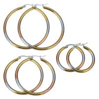 Rustfrit stål Lever Tilbage Earring, Stainless Steel, forgyldt, forskellig størrelse for valg & for kvinde, 5par/Lot, Solgt af Lot