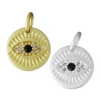 Cubic Zirconia Micro Pave Brass Pendant, Flat Round, plated, micro pave cubic zirconia, more colors for choice, nickel, lead & cadmium free, 10.50x10.50x1.50mm, Hole:Approx 3.5mm, 10PCs/Lot, Sold By Lot