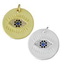 Cubic Zirconia Micro Pave Brass Pendant Flat Round plated micro pave cubic zirconia nickel lead & cadmium free Approx 3.5mm Sold By Lot