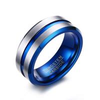 Βολφράμιο χάλυβα Δάχτυλο του δακτυλίου, επιχρυσωμένο, κοσμήματα μόδας & διαφορετικό μέγεθος για την επιλογή & για τον άνθρωπο & ματ, μπλε, 8mm, Sold Με PC