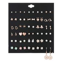 Zinklegierung Ohrstecker Set, mit Kunststoff Perlen, für Frau & mit Strass, keine, frei von Nickel, Blei & Kadmium, 4mm,5mm,6mm,7mm,9mm, 30/setzen, verkauft von setzen