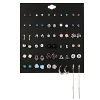 Zinklegierung Ohrring-Set, plattiert, für Frau & mit Strass, farbenfroh, frei von Nickel, Blei & Kadmium, 4mm,5mm,8mm,65mm, 30/setzen, verkauft von setzen