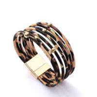 PU Leather Cord Bracelets, Tibetan Style magnetic clasp, folk style & for woman, more colors for choice, 20x195mm, Sold By Strand