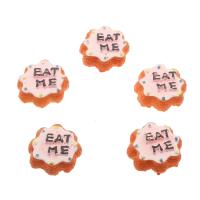 Food Resin Cabochon, Cake, with letter pattern & flat back, 20x21x6mm, 100PCs/Bag, Sold By Bag