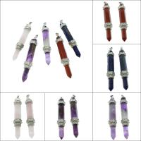 Gemstone Pendants Jewelry, with Brass, platinum color plated, different materials for choice, 83x12x12mm, Hole:Approx 4x6mm, Sold By PC