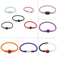 Silicone Bracelets, with Gemstone, different materials for choice & Unisex, 14X14mm, Sold Per Approx 7.5 Inch Strand