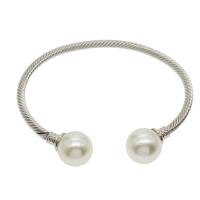 Brass Cuff Bangle with Freshwater Pearl platinum color plated Unisex nickel lead & cadmium free Inner Approx 60mm Length Approx 7.5 Inch Sold By PC