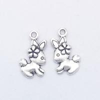 Tibetan Style Animal Pendants, Rabbit, antique silver color plated, nickel, lead & cadmium free, 19x11x2mm, Hole:Approx 1mm, 100PCs/Bag, Sold By Bag