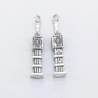 Tibetan Style, Tower, antique silver color plated, nickel, lead & cadmium free, 27x6x6mm, Hole:Approx 1mm, 100PCs/Bag, Sold By Bag