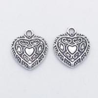 Tibetan Style Heart Pendants, antique silver color plated, nickel, lead & cadmium free, 16x14x2.80mm, Hole:Approx 2mm, 100PCs/Bag, Sold By Bag