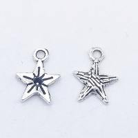 Tibetan Style Star Pendant, antique silver color plated, nickel, lead & cadmium free, 11x9x1.30mm, Hole:Approx 2mm, 100PCs/Bag, Sold By Bag