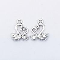 Tibetan Style Animal Pendants, Swan, antique silver color plated, nickel, lead & cadmium free, 15x13x3mm, Hole:Approx 1mm, 100PCs/Bag, Sold By Bag