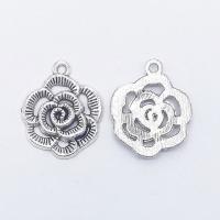 Tibetan Style Flower Pendants, antique silver color plated, hollow, nickel, lead & cadmium free, 24x20x2.50mm, Hole:Approx 1mm, 100PCs/Bag, Sold By Bag