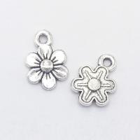 Tibetan Style Flower Pendants, antique silver color plated, nickel, lead & cadmium free, 14x10x2mm, Hole:Approx 1mm, 100PCs/Bag, Sold By Bag