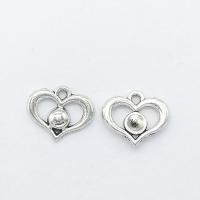 Tibetan Style Heart Pendants, antique silver color plated, hollow, nickel, lead & cadmium free, 15x13x3mm, Hole:Approx 1mm, 100PCs/Bag, Sold By Bag