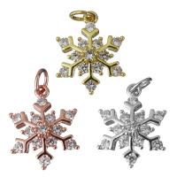 Cubic Zirconia Micro Pave Brass Pendant, Snowflake, plated, micro pave cubic zirconia, more colors for choice, nickel, lead & cadmium free, 13.50x17x4mm, Hole:Approx 3.5mm, 10PCs/Lot, Sold By Lot
