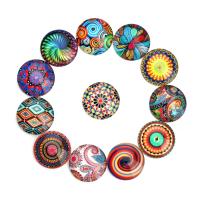 Glass Cabochons, with Paper, folk style & different size for choice & flat back, mixed colors, 20PCs/Bag, Sold By Bag