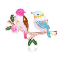 Zinc Alloy Brooches Bird gold color plated for woman & enamel nickel lead & cadmium free 34*46mm Sold By PC