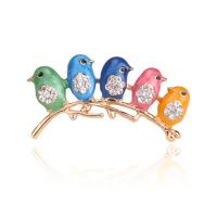 Zinc Alloy Brooches Bird gold color plated for woman & enamel & with rhinestone nickel lead & cadmium free 39*20uff4duff4d Sold By PC